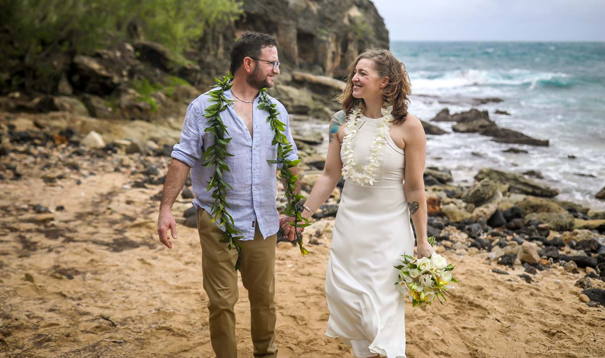 Levi and Marcy after their ceremony in Kauai